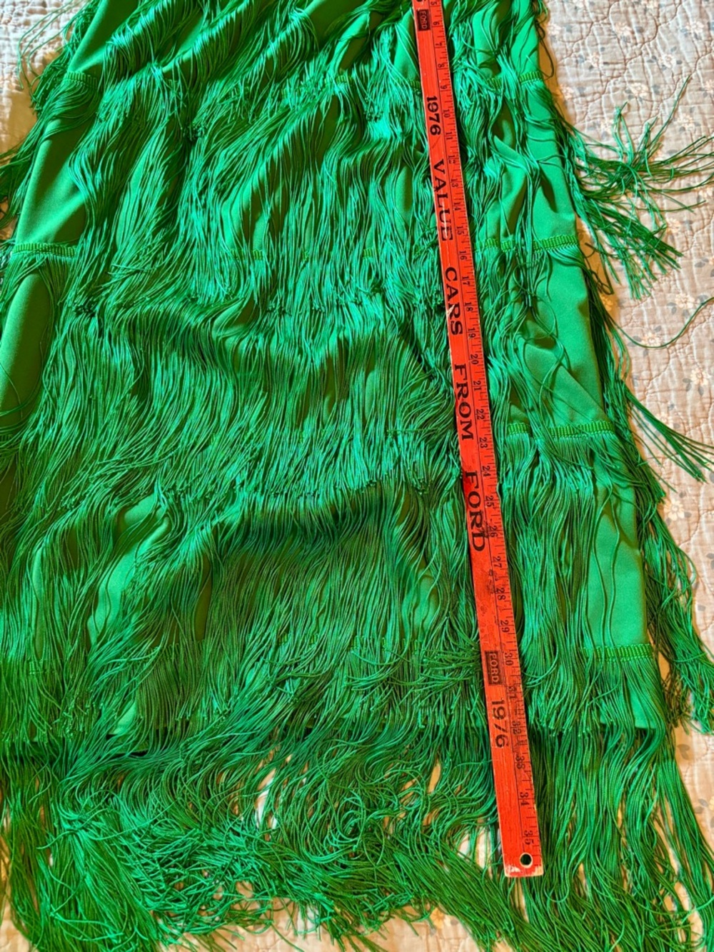 Fringe Studio Vibrant Green Tiered Fringe Maxi Skirt - Picture 4 of 8